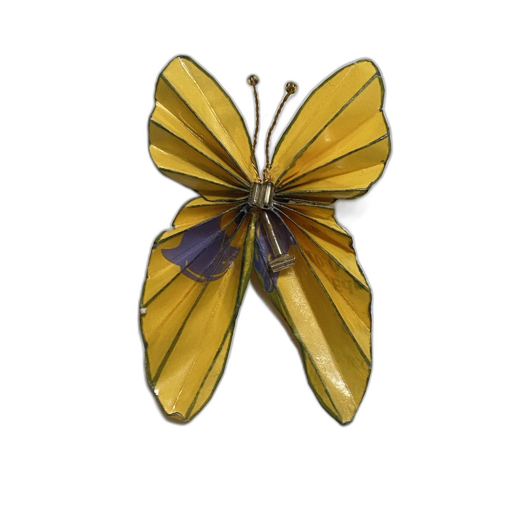 Vintage Yellow Butterfly Handmade Brooch Vintage